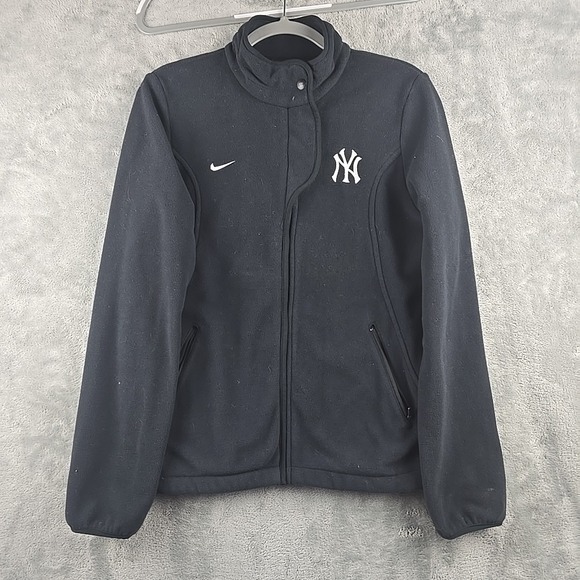 Nike Jackets & Blazers - Nike New York Yankees Fleece Jacket Women's Size Medium Black Full Zip Logo